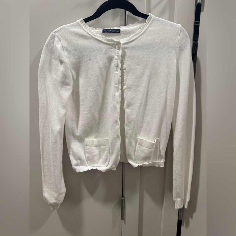 Brandy Melville Scalloped Cardigan White
